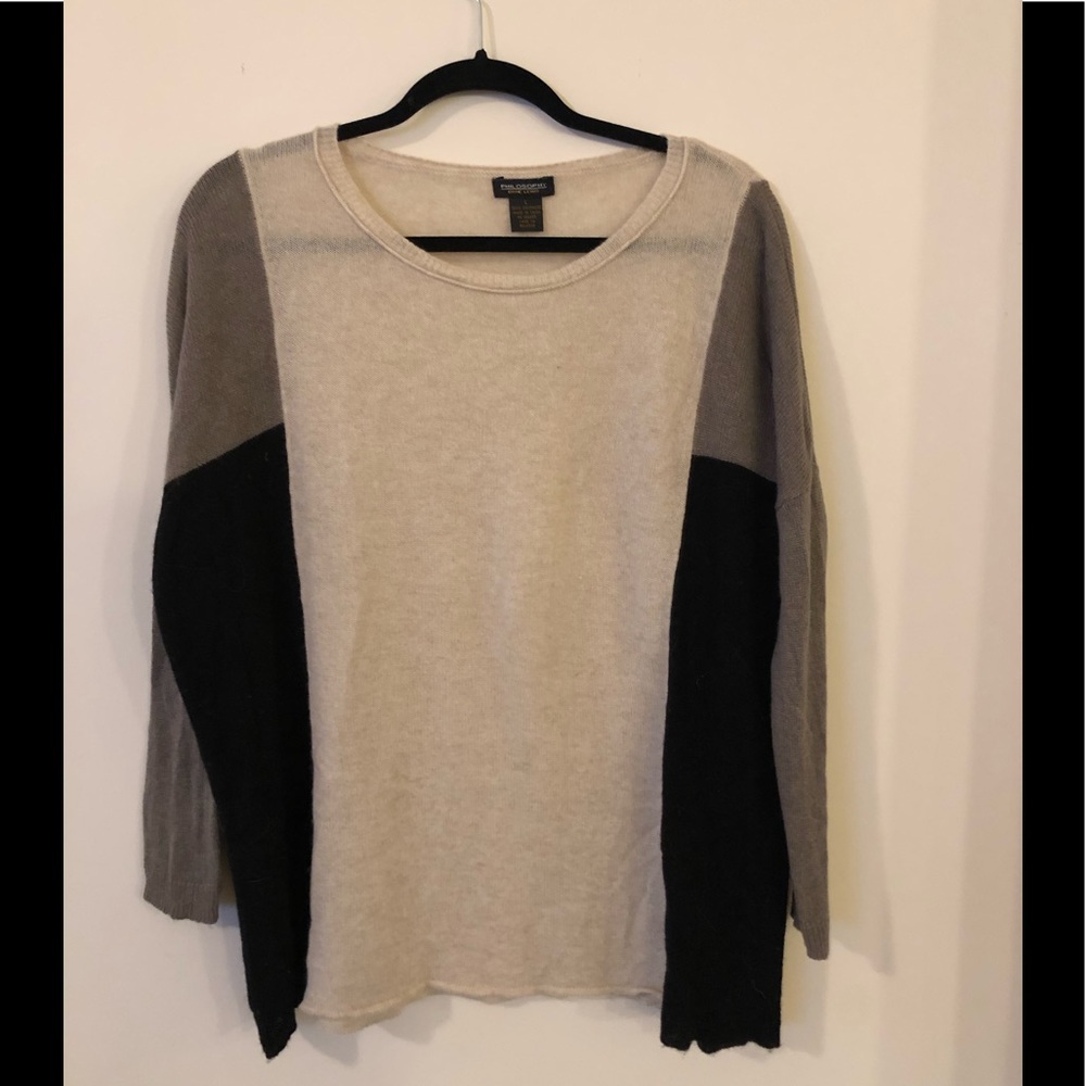 Dane Lewis Cashmere Neutral Color Block Sweater